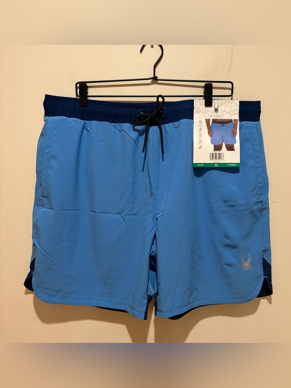 NWT Spyder Swim Light Blue Swim Shorts UPF 30+ 7.5” Inseam - Men’s Size XL